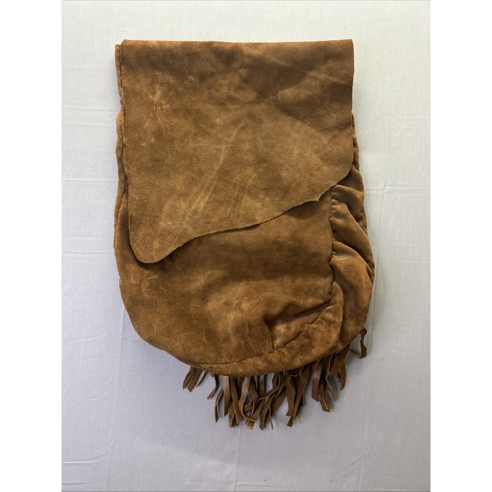 Vintage Brown Suede Fringe Festival Bag Boho Southwestern Leather Satchel Bag